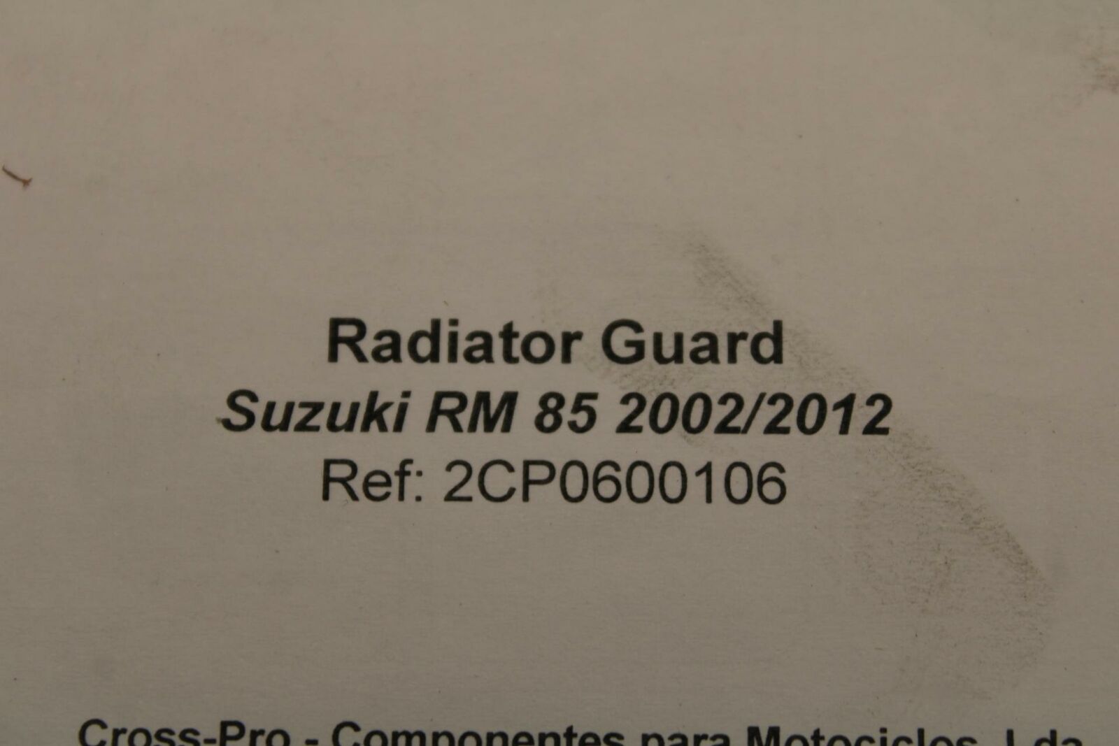 02-12 SUZUKI RM85 CROSSPRO RADIATOR GUARD SHIELD