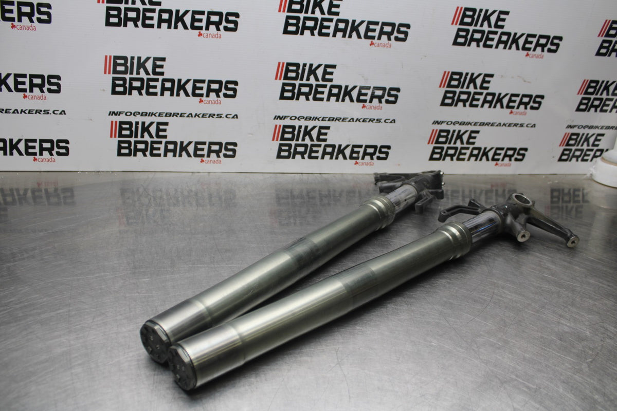 09-12 KAWASAKI NINJA ZX6R FRONT FORKS SUSPENSION SET PAIR 44071-0634-11G BB617