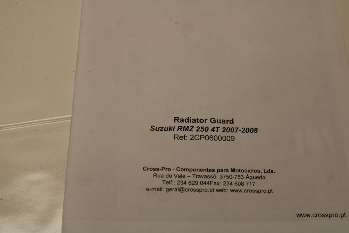 07-09 SUZUKI RMZ250 CROSSPRO RADIATOR GUARD SHIELD