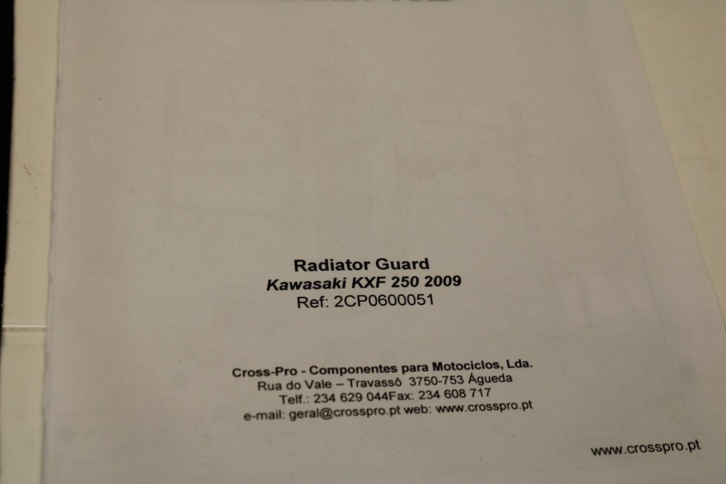 09 KAWASAKI KX250F CROSSPRO RADIATOR GUARD SHIELD