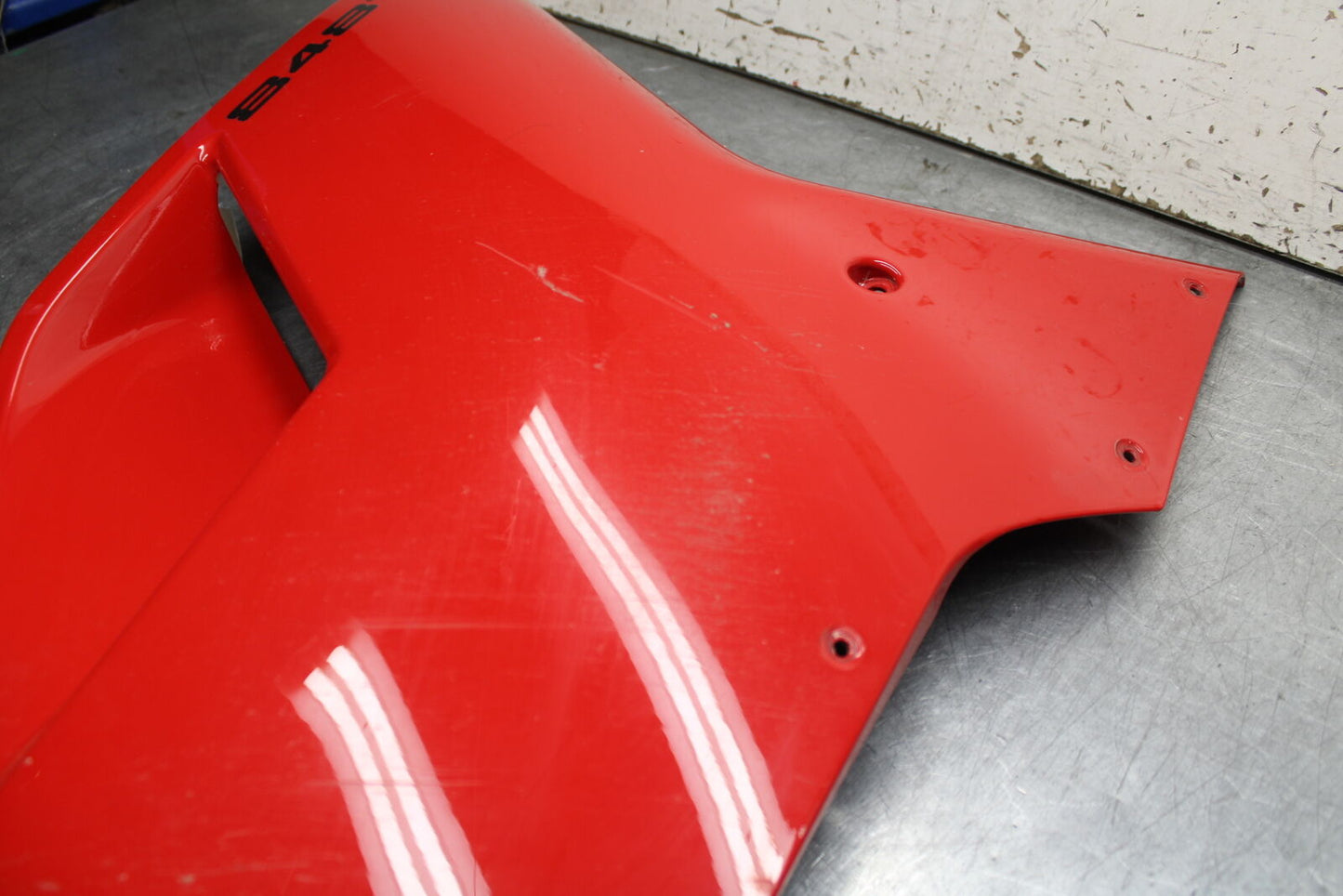 08-13 DUCATI 848 EVO RIGHT LOWER MID UPPER SIDE FAIRING COWL BB667