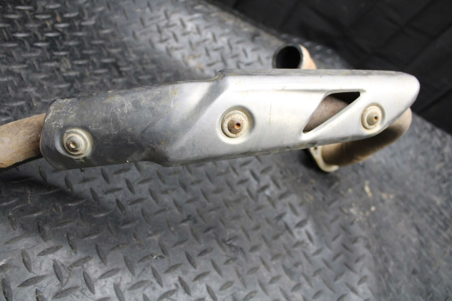 03-06 SUZUKI QUADSPORT Z400 EXHAUST HEADER PIPE W HEAT SHIELD GUARD COVER BB207