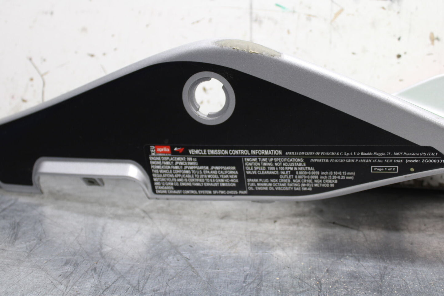 15-19 APRILIA RSV4 RF LEFT REAR BACK TAIL FAIRING COWL SHROUD BB611