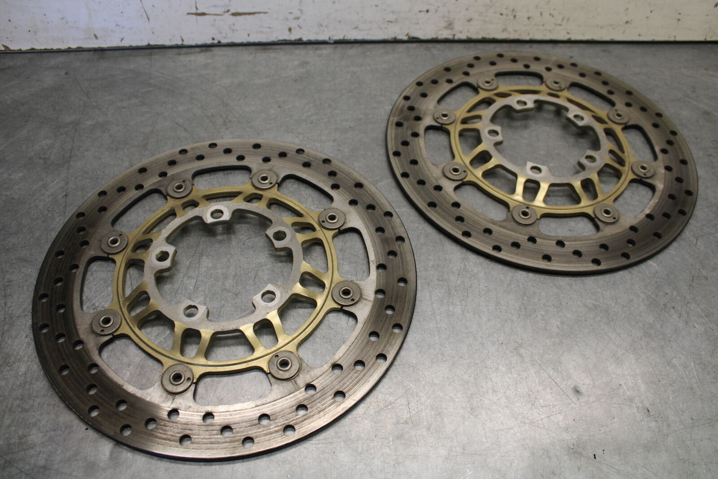07-08 TRIUMPH DAYTONA 675 FRONT LEFT RIGHT BRAKE ROTORS DISCS BB685