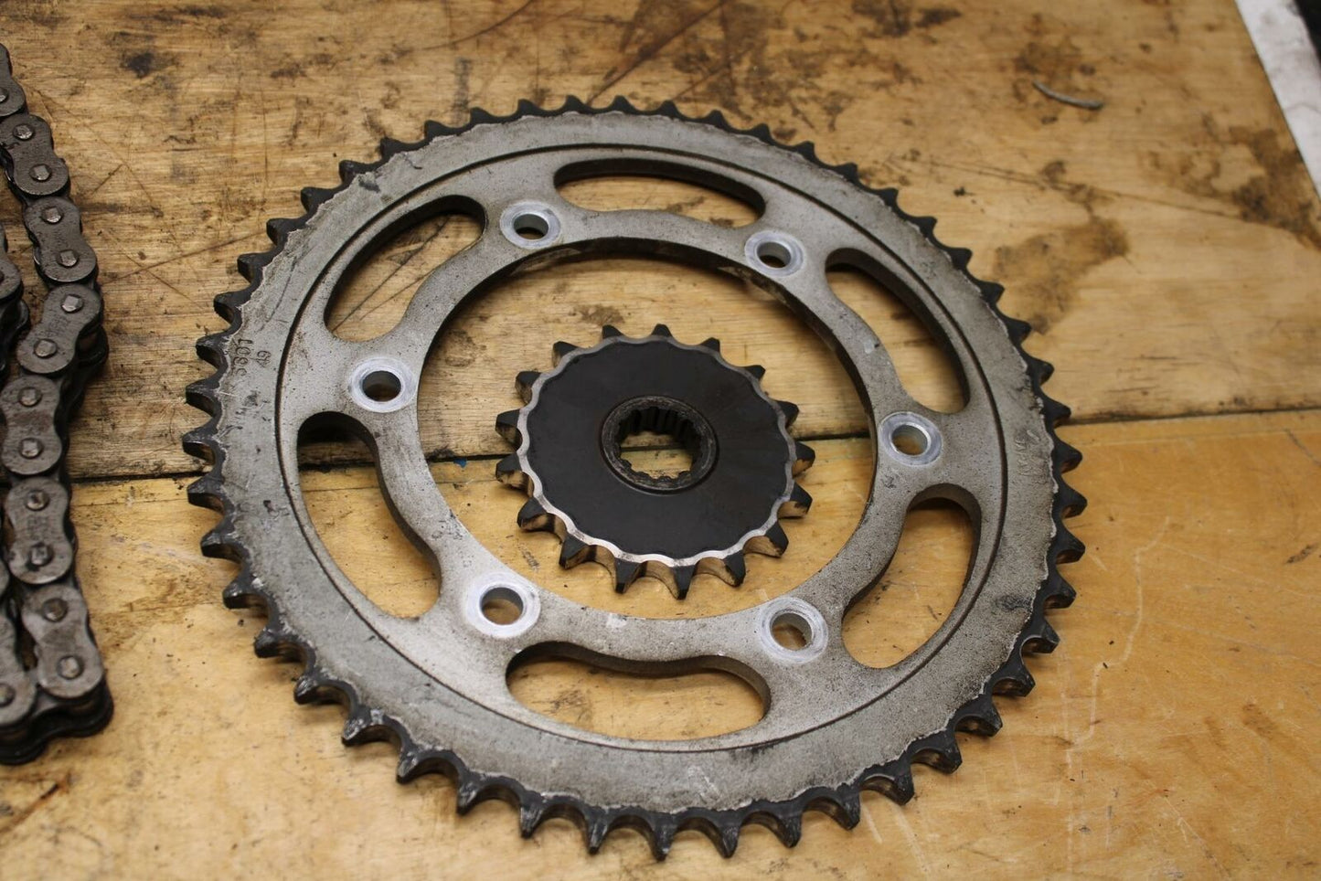 91-93 YAMAHA FZR1000 REAR BACK & FRONT SPROCKET W CHAIN