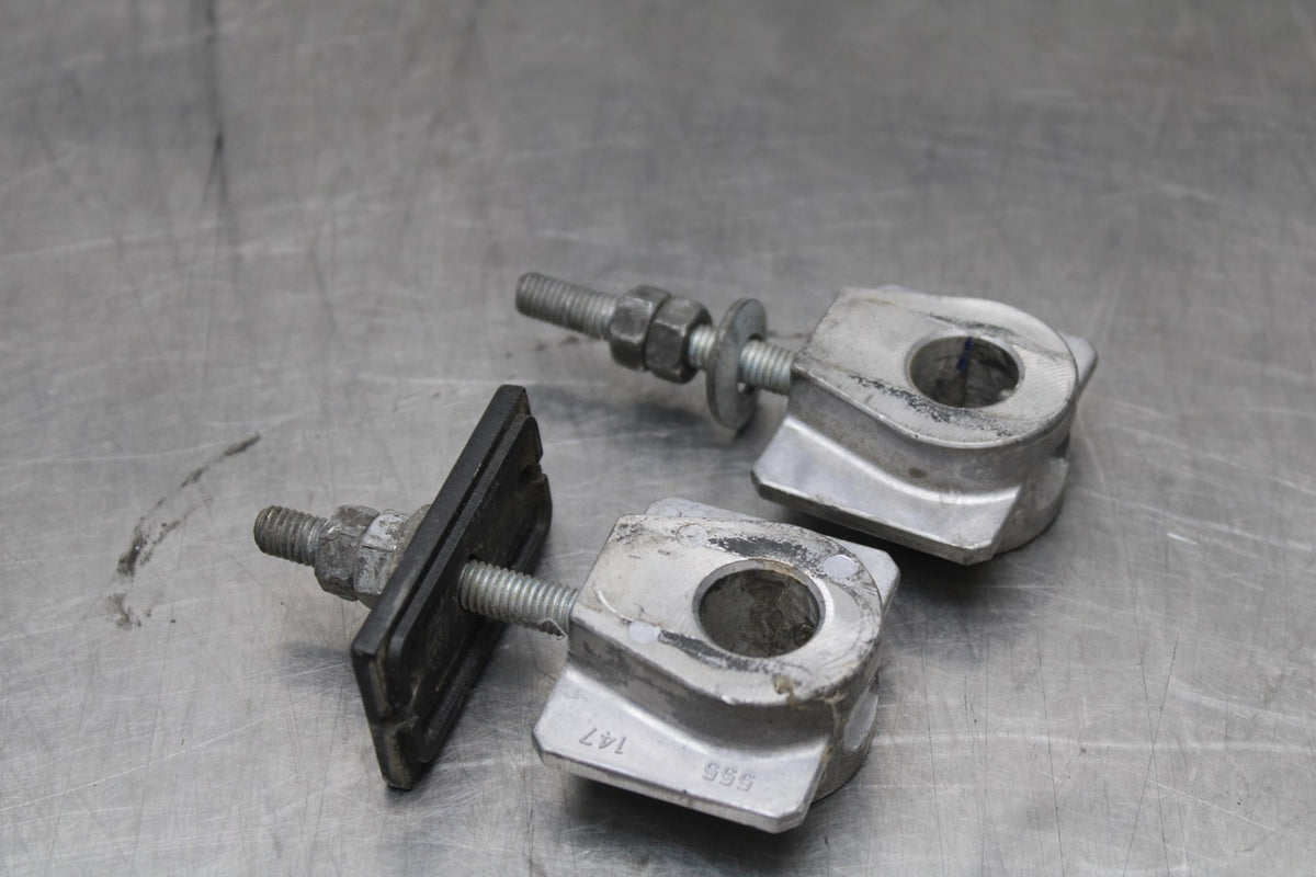 09 KAWASAKI NINJA 250R SWINGARM CHAIN TENSIONER ADJUSTMENT BRACKETS  BB824