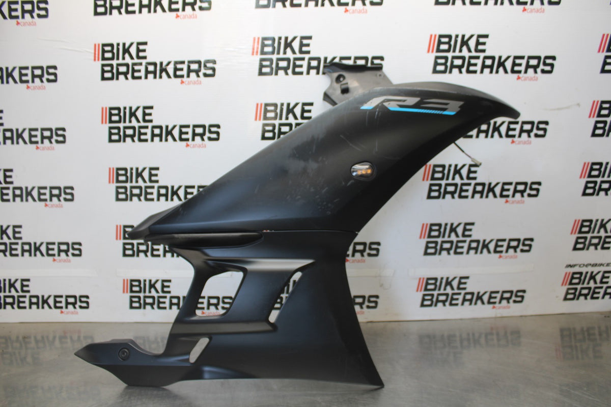 23 YAMAHA YZF R3 RIGHT LOWER MID UPPER SIDE FAIRING COWL  BB003