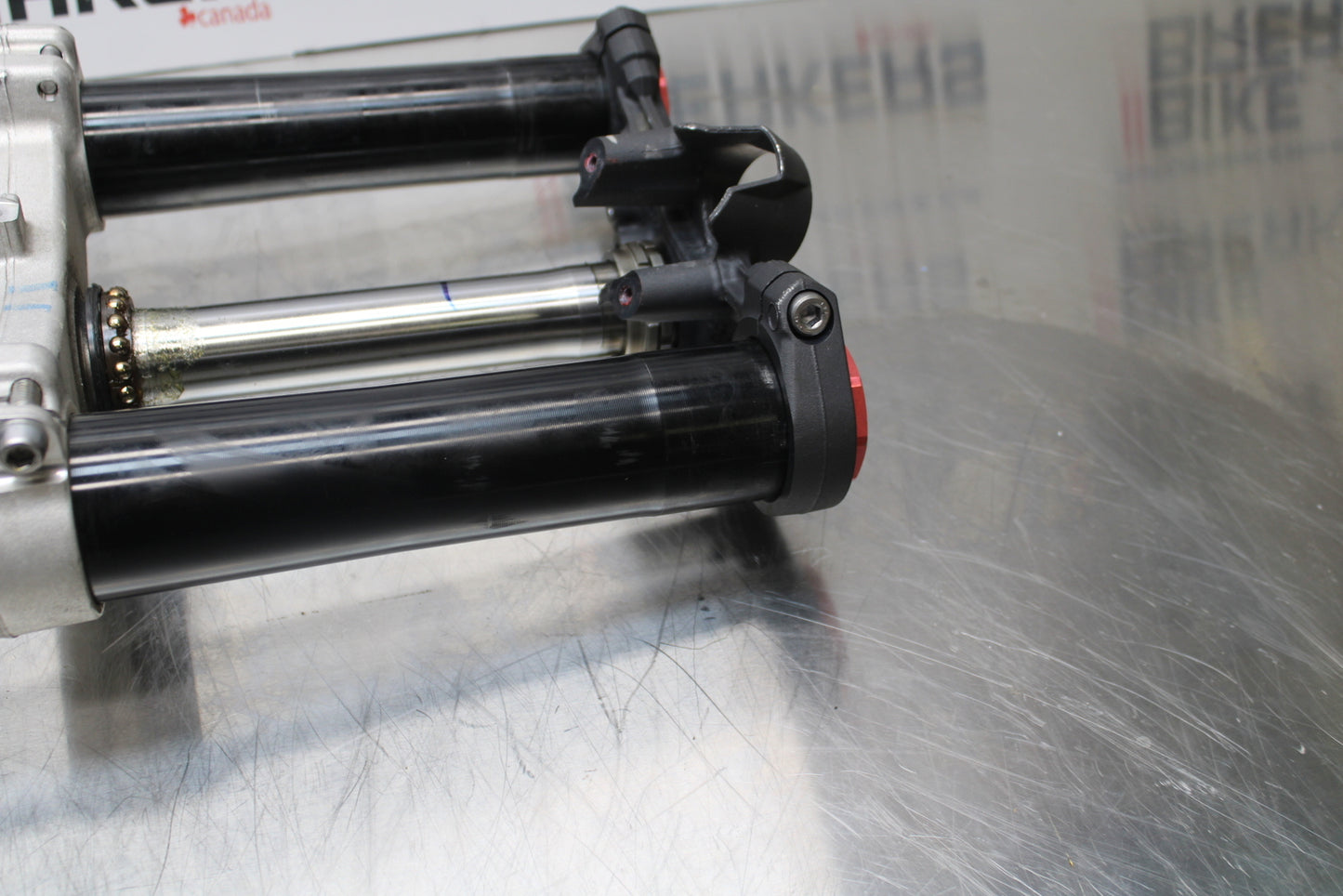 13-18 KAWASAKI NINJA ZX6R COMPLETE FRONT END FORKS SUSPENSION TRIPLE TREE BB143