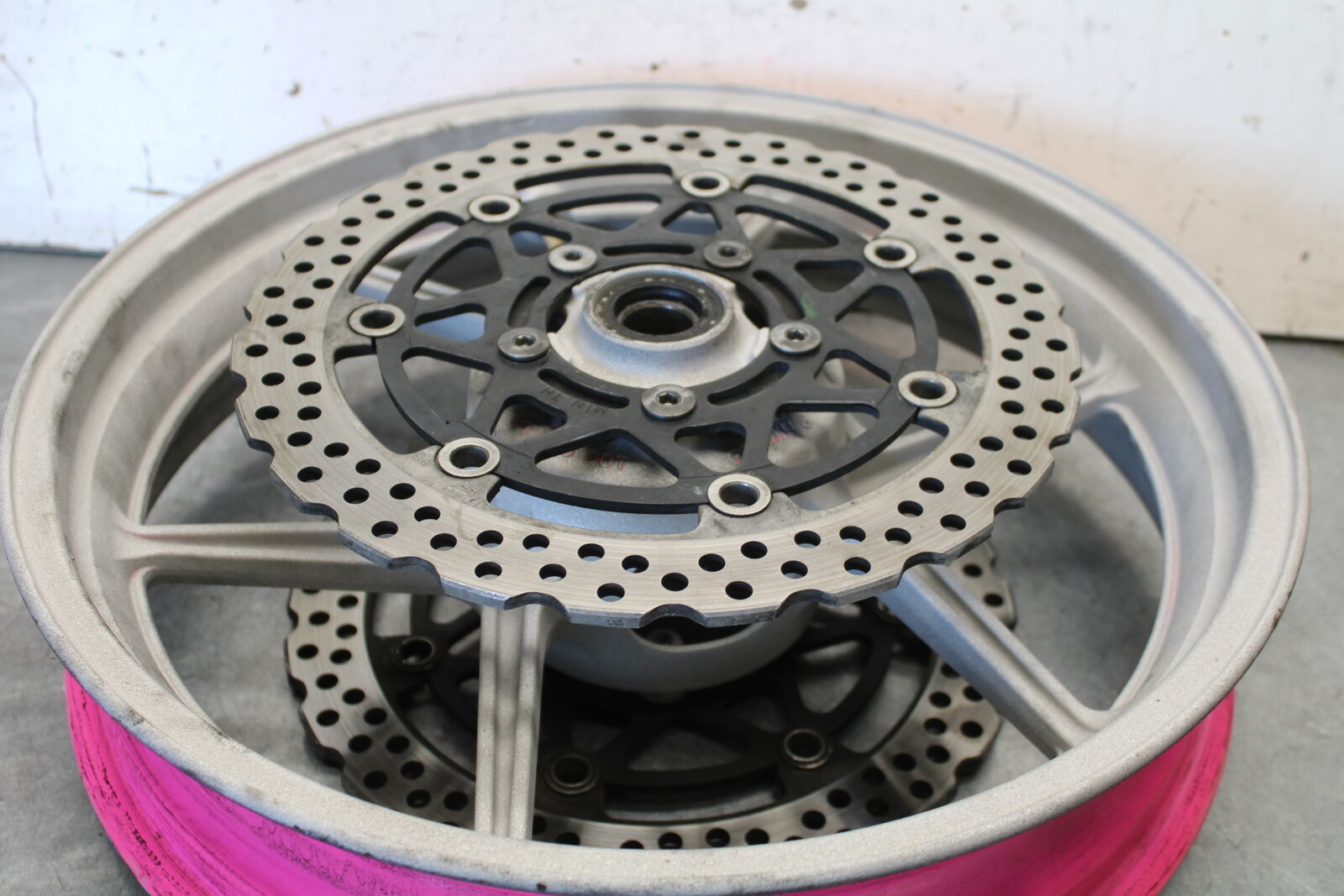 09-12 KAWASAKI NINJA ZX6R FRONT WHEEL AND LEFT RIGHT BRAKE ROTORS DISCS BB656