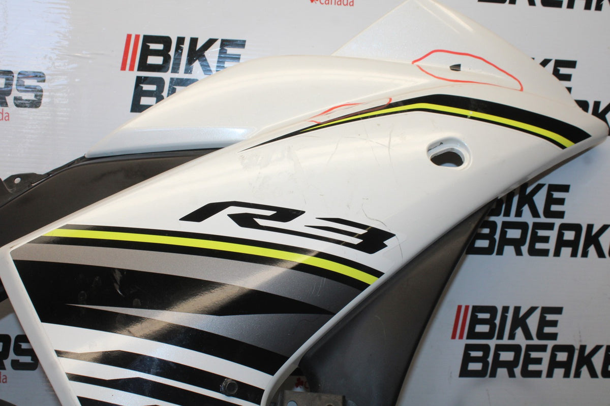 15-17 YAMAHA YZF R3 RIGHT LOWER MID UPPER SIDE FAIRING COWL  BB003