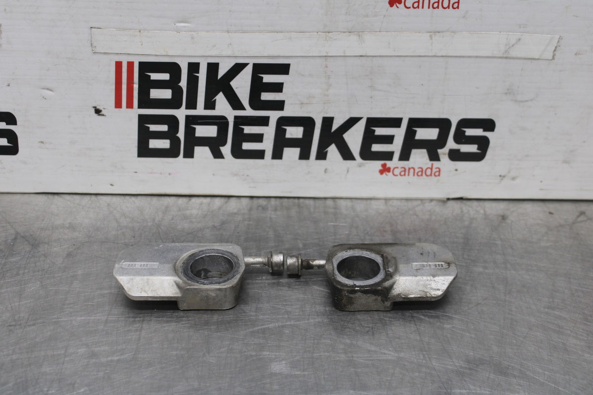 19 BMW F750GS SWINGARM CHAIN TENSIONER ADJUSTMENT BRACKETS  BB938