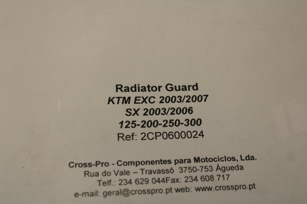 03-07 KTM 450 EXC CROSSPRO RADIATOR GUARD SHIELD 