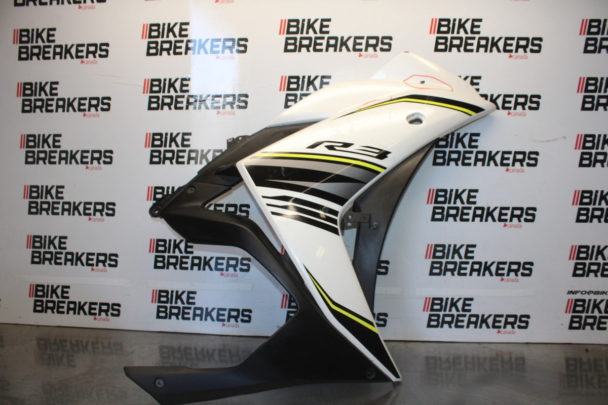 15-17 YAMAHA YZF R3 RIGHT LOWER MID UPPER SIDE FAIRING COWL  BB003