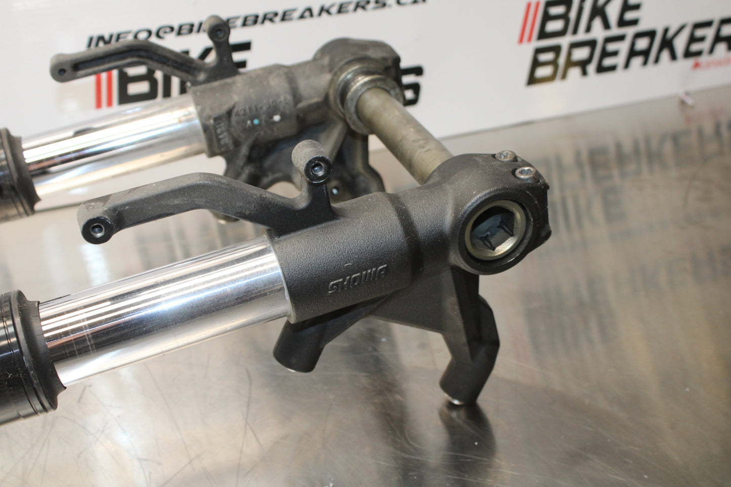 13-18 KAWASAKI NINJA ZX6R COMPLETE FRONT END FORKS SUSPENSION TRIPLE TREE BB143