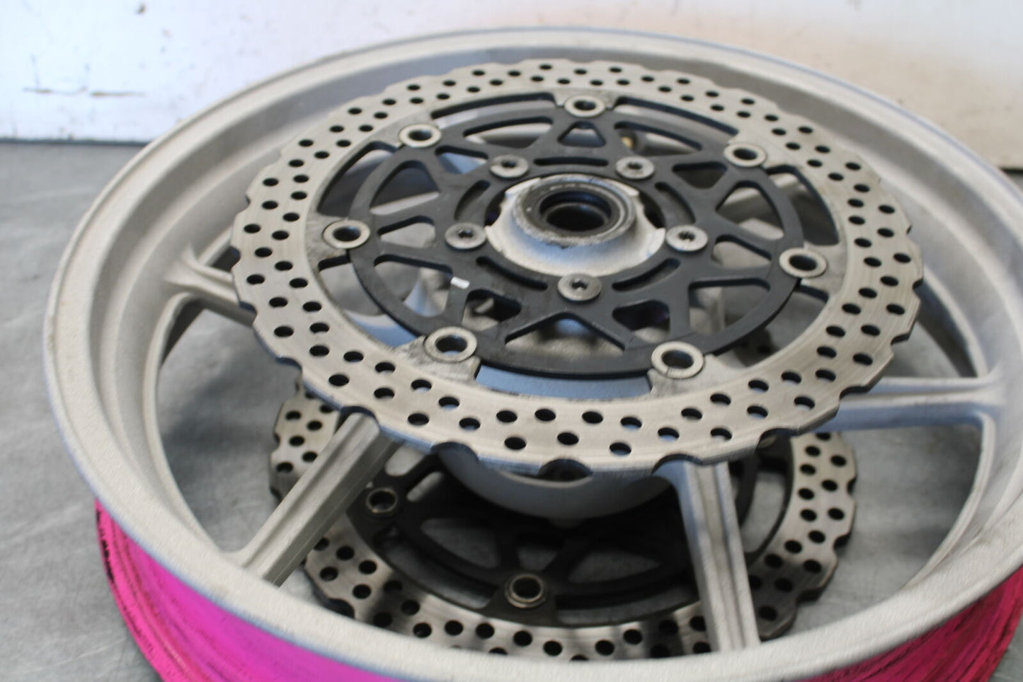 09-12 KAWASAKI NINJA ZX6R FRONT WHEEL AND LEFT RIGHT BRAKE ROTORS DISCS BB656