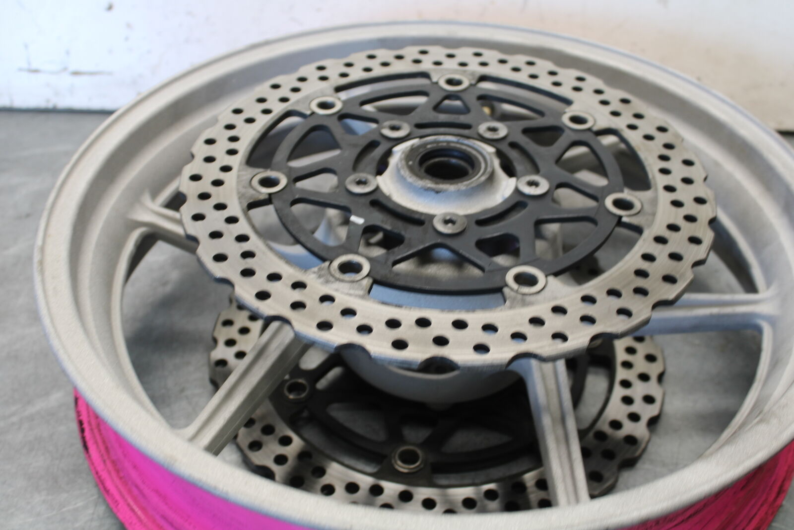 09-12 KAWASAKI NINJA ZX6R FRONT WHEEL AND LEFT RIGHT BRAKE ROTORS DISCS BB656