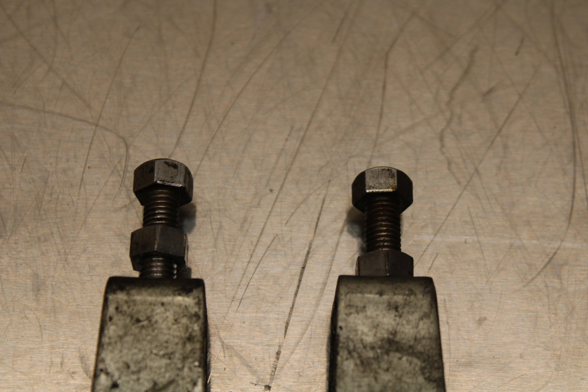 86 SUZUKI GS750ES SWINGARM CHAIN TENSIONER ADJUSTMENT BRACKETS  BB140