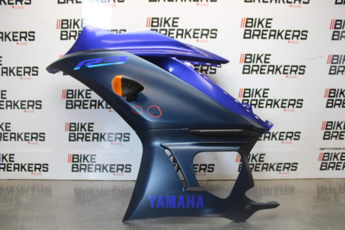 23 YAMAHA YZF R3 LEFT LOWER MID UPPER SIDE FAIRING COWL BB003
