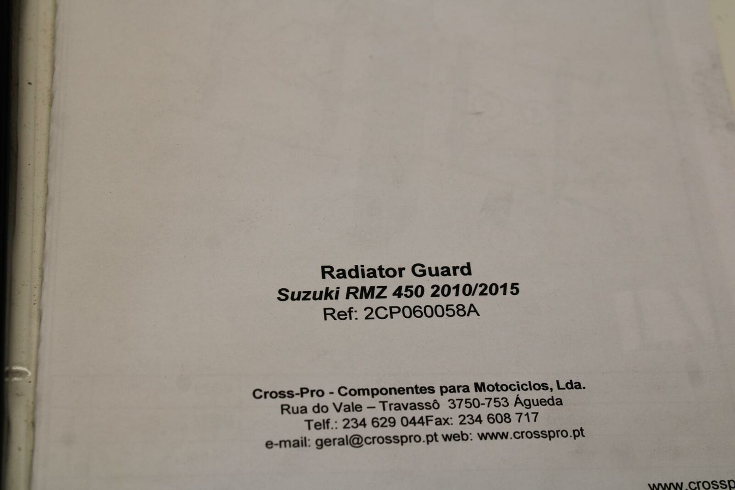 10-15 SUZUKI RMZ450 CROSSPRO RADIATOR GUARD SHIELD