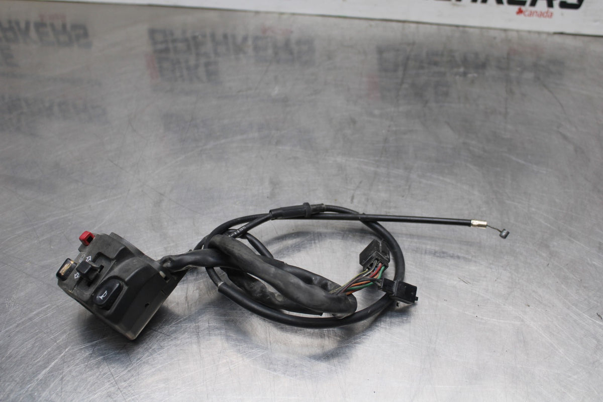 98 KAWASAKI NINJA ZX6 LEFT CLIP ON HORN SIGNALS SWITCH & CHOKE CABLE BB870