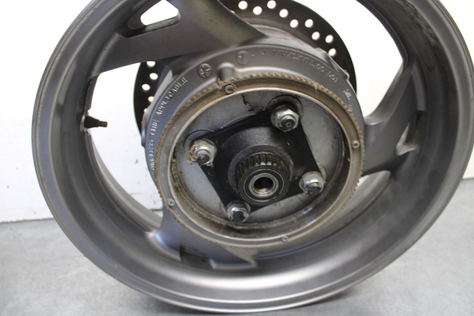 04-12 HONDA ST1300A REAR WHEEL AND ROTOR BACK BRAKE DISC (ITEM B) BB669