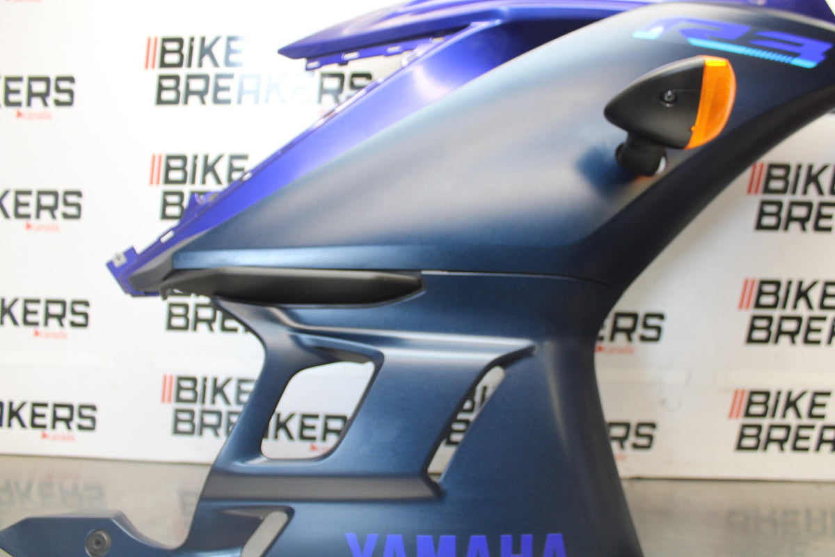 23 YAMAHA YZF R3 RIGHT LOWER MID UPPER SIDE FAIRING COWL BB003