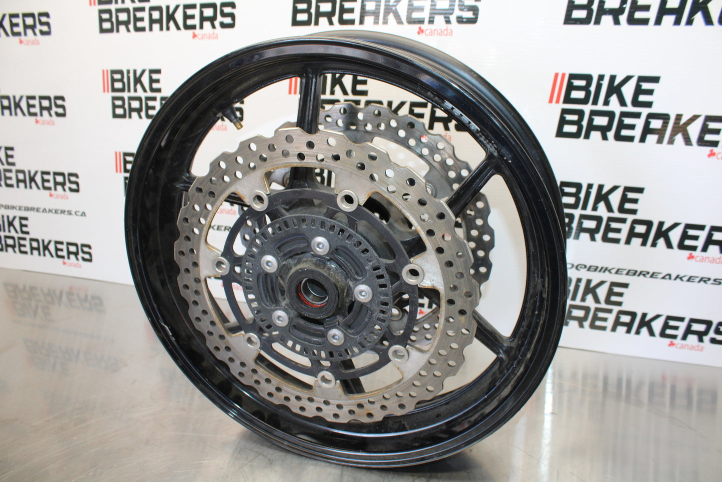 13-18 KAWASAKI NINJA ZX6R FRONT WHEEL FRONT RIM & ROTORS  BB143