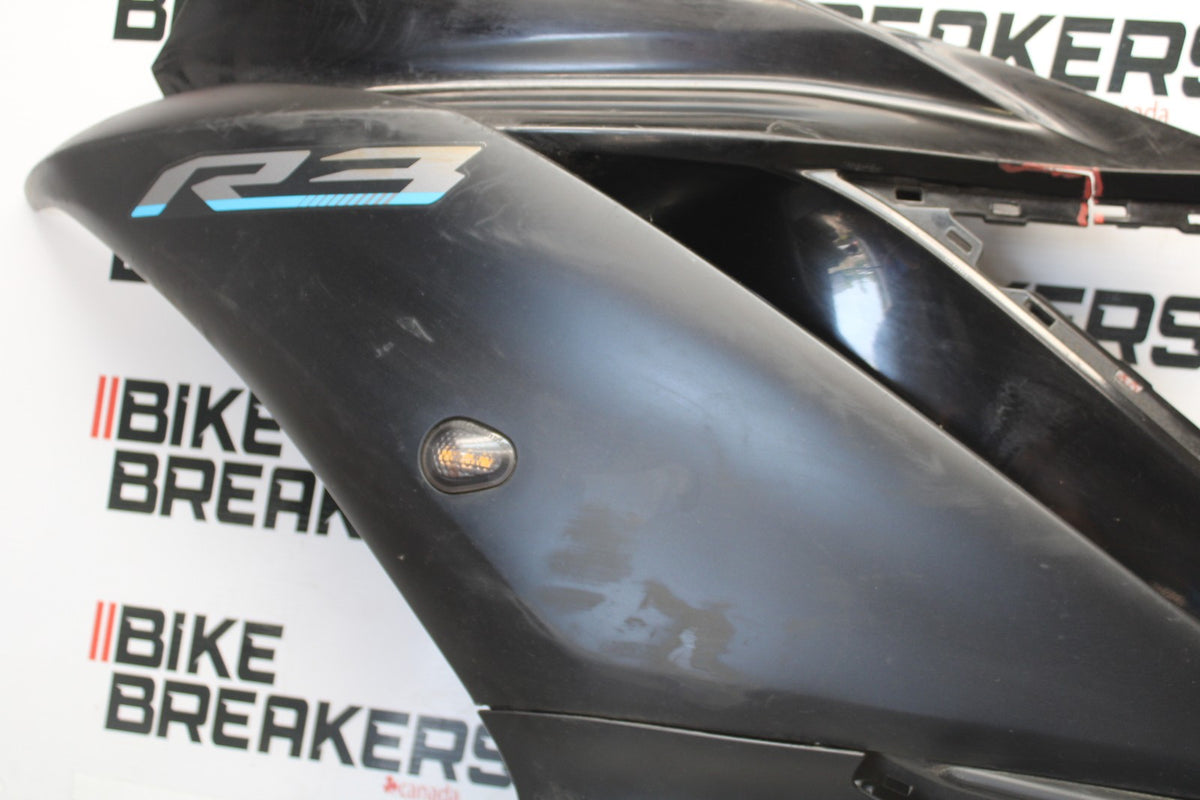 23 YAMAHA YZF R3 LEFT LOWER MID UPPER SIDE FAIRING COWL BB003