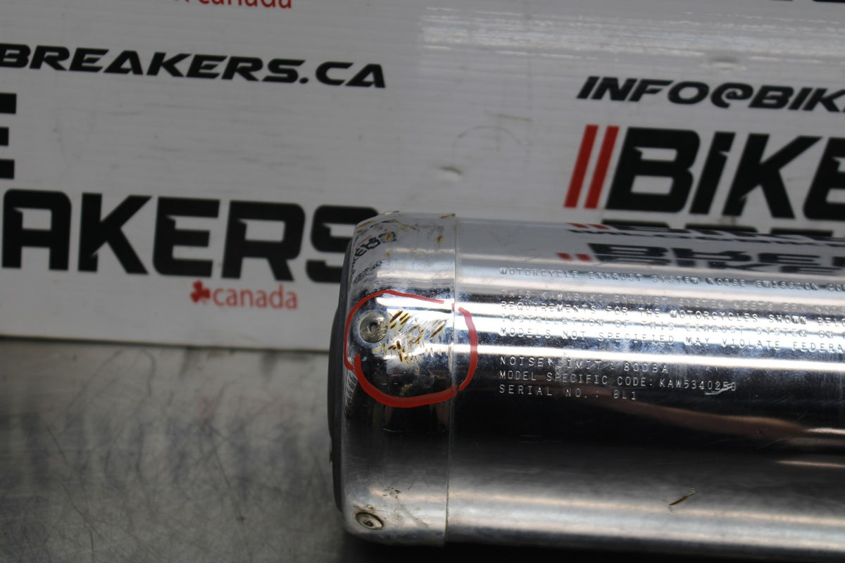 09 KAWASAKI NINJA 250R EXHAUST PIPE MUFFLER SLIP ON CAN SILENCER BB824
