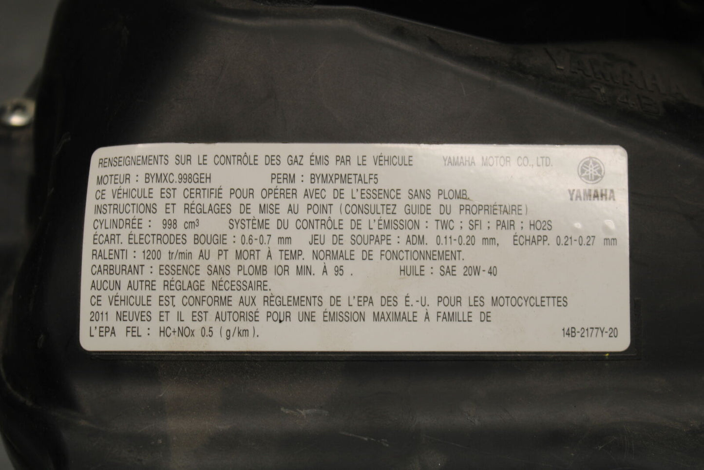 09-14 YAMAHA YZF R1 AIRBOX AIR INTAKE FILTER BOX BB696