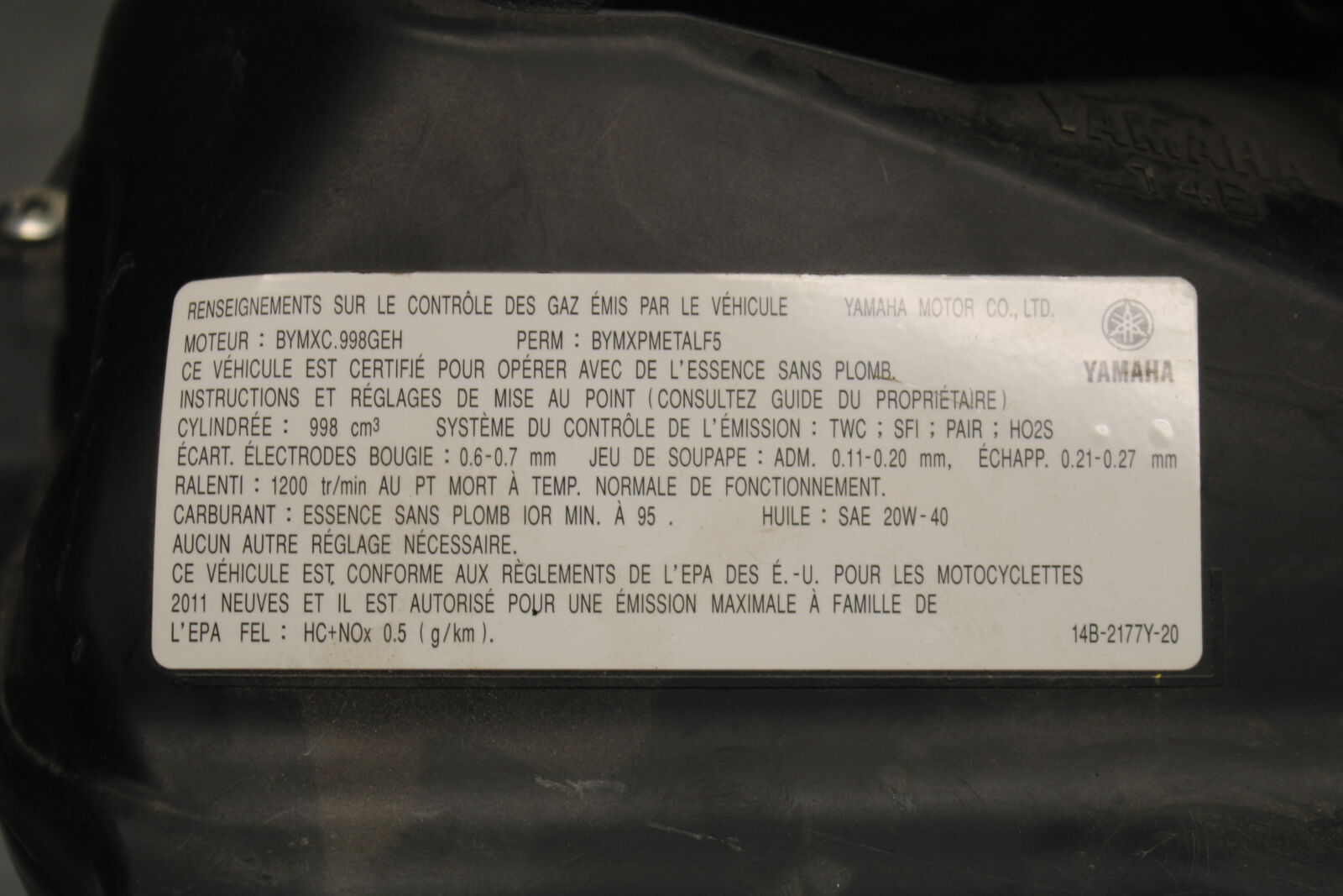 09-14 YAMAHA YZF R1 AIRBOX AIR INTAKE FILTER BOX BB696