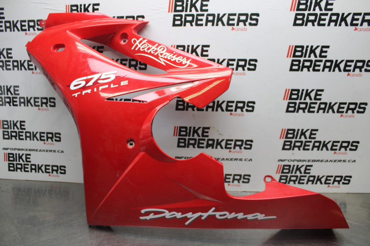 09-11 TRIUMPH DAYTONA 675 LEFT LOWER MID UPPER SIDE FAIRING COWL BB00