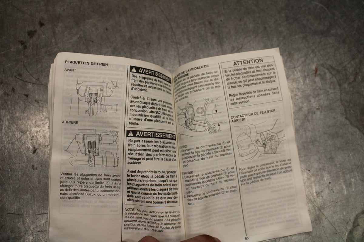 03 SUZUKI SV650S ORIGINAL OWNERS MANUAL BOOK BB130
