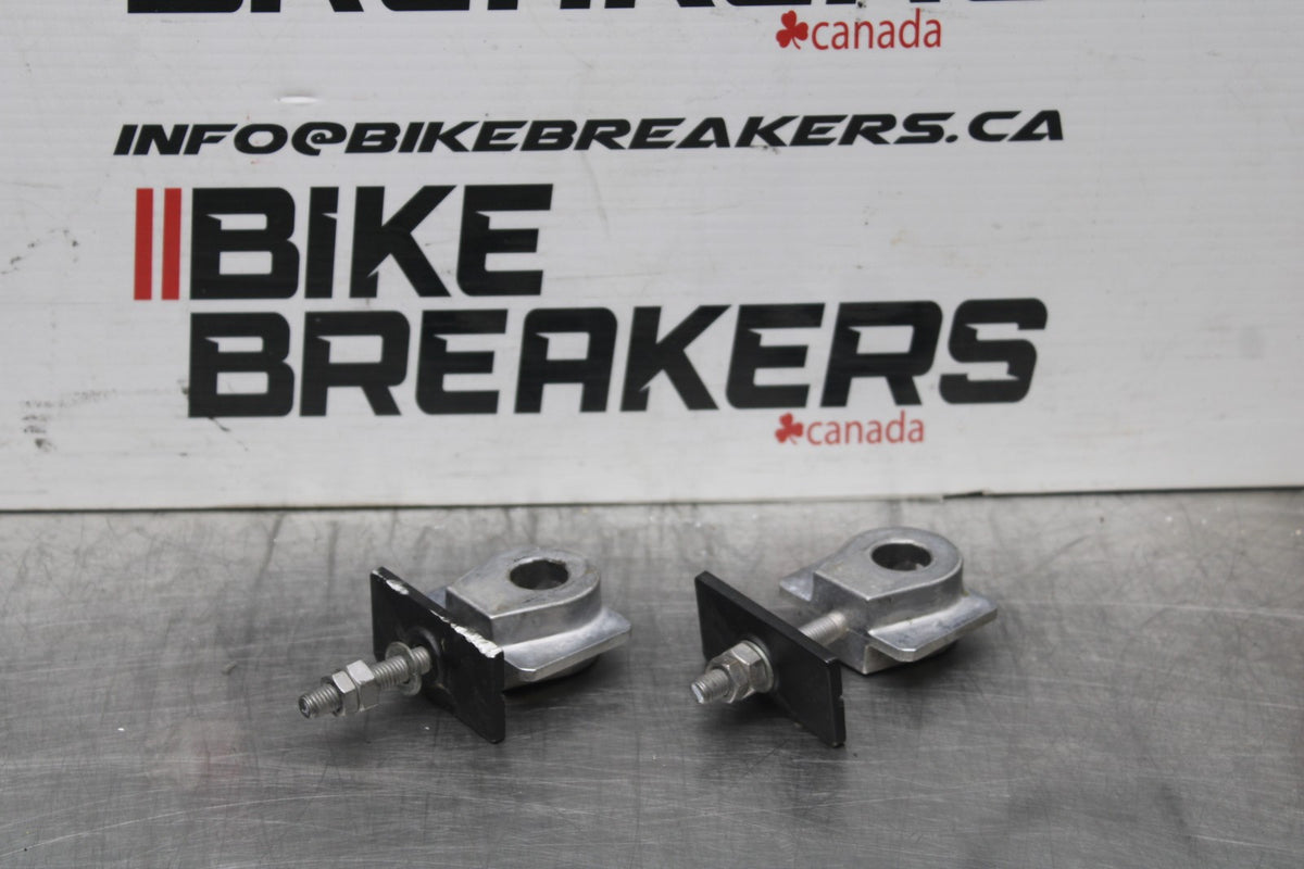 18-26 KAWASAKI Z400 SWINGARM CHAIN TENSIONER ADJUSTMENT BRACKETS  BB852