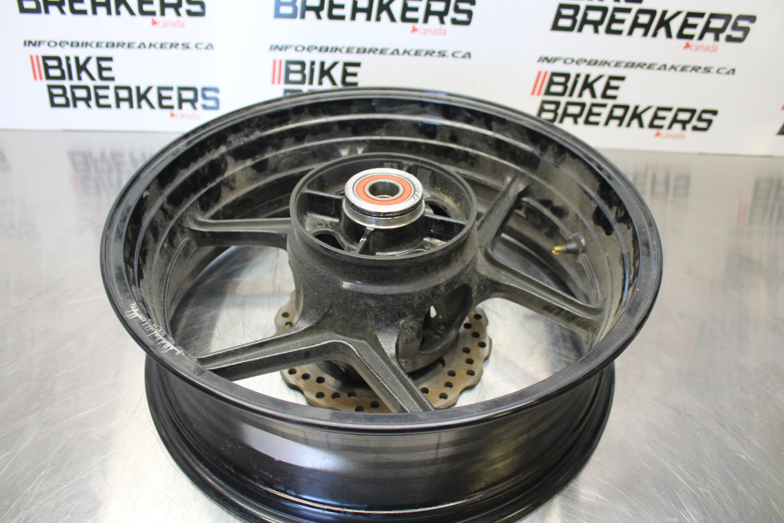 13-18 KAWASAKI NINJA ZX6R REAR WHEEL BACK RIM & ROTOR BB143