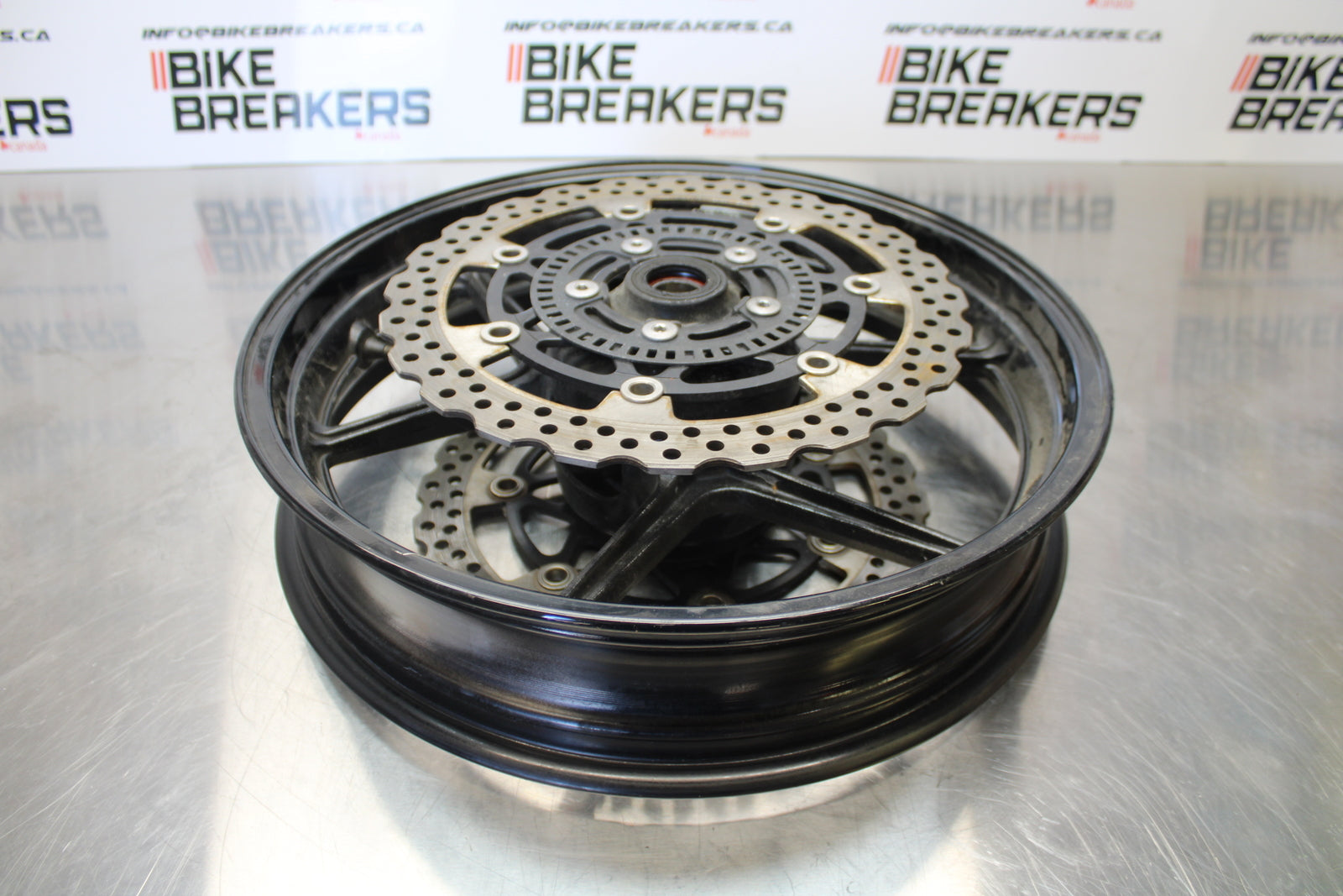 13-18 KAWASAKI NINJA ZX6R FRONT WHEEL FRONT RIM & ROTORS  BB143