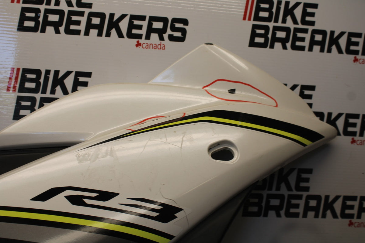 15-17 YAMAHA YZF R3 RIGHT LOWER MID UPPER SIDE FAIRING COWL  BB003