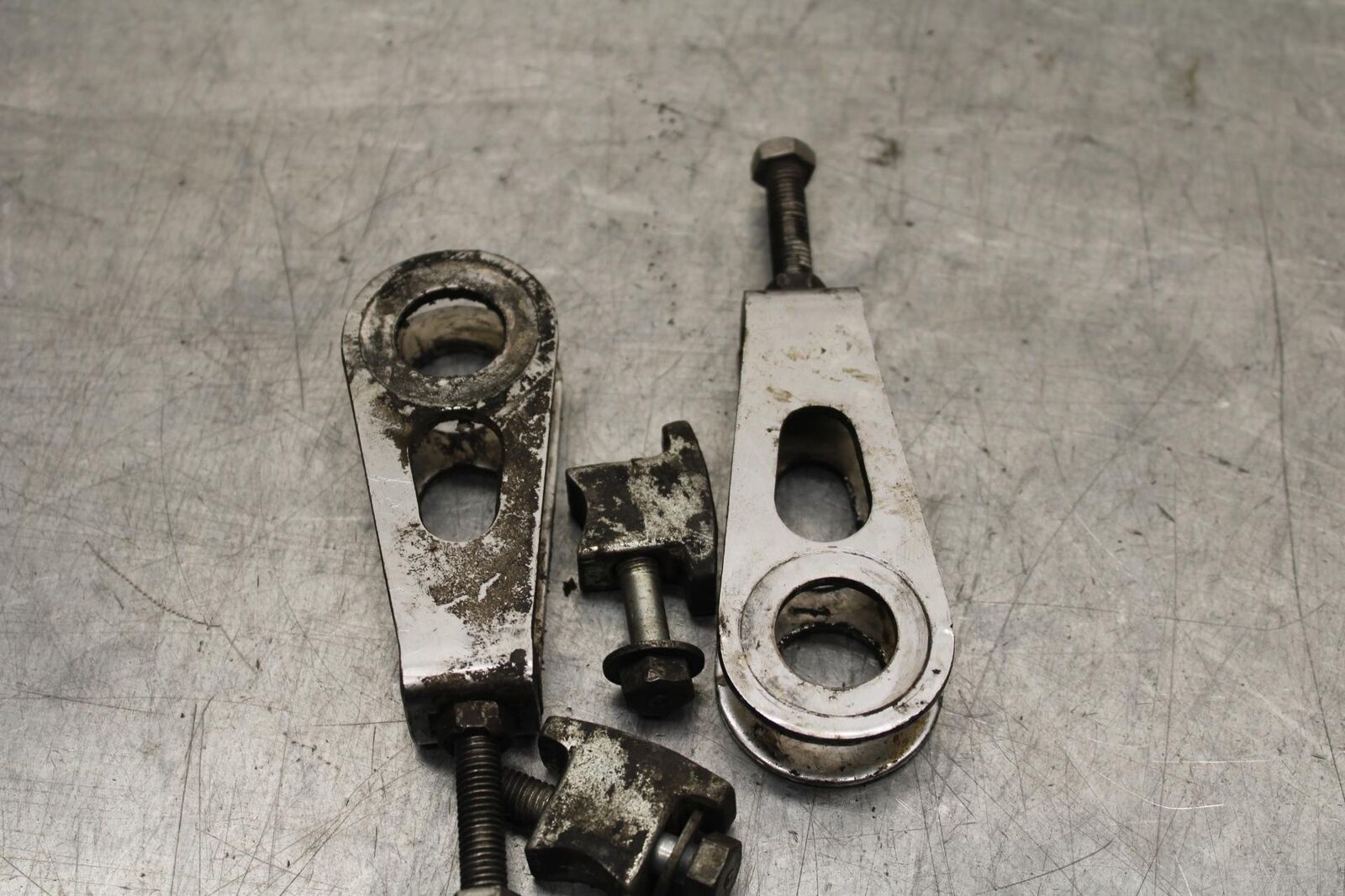 1977 Honda CB550K --- SWINGARM CHAIN TENSIONER ADJUSTMENT BRACKETS  BB592