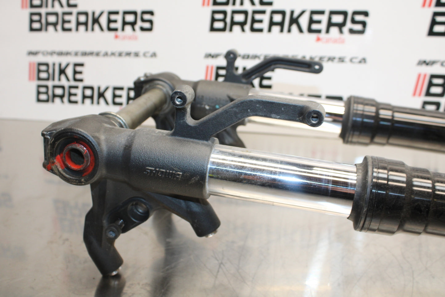 13-18 KAWASAKI NINJA ZX6R COMPLETE FRONT END FORKS SUSPENSION TRIPLE TREE BB143