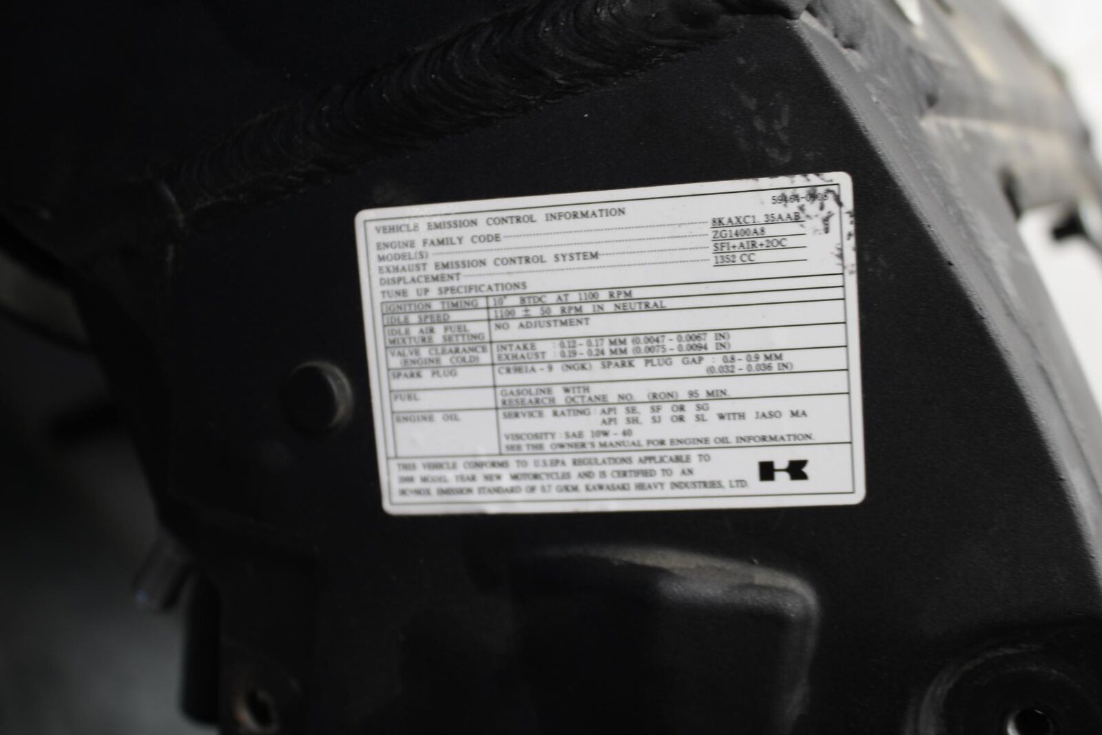 07-08 KAWASAKI CONCOURS 1400 ABS FRAME CHASSIS BB449