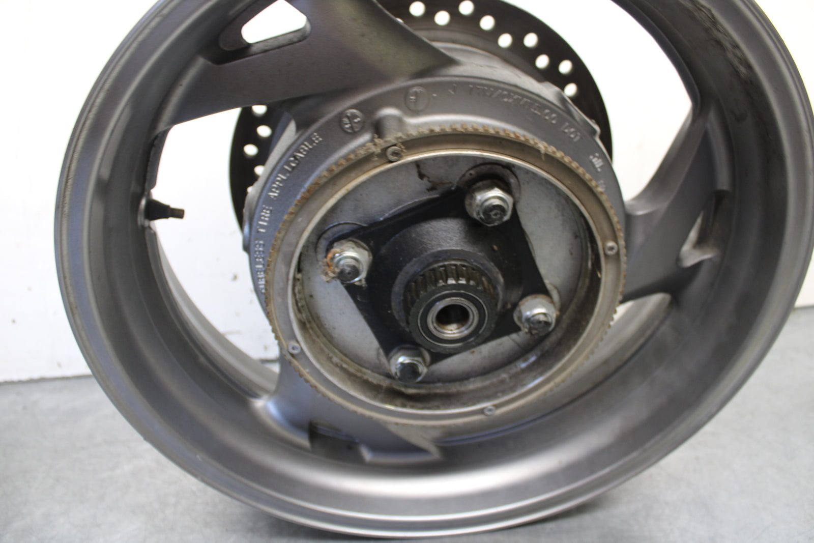 04-12 HONDA ST1300A REAR WHEEL AND ROTOR BACK BRAKE DISC (ITEM B) BB669