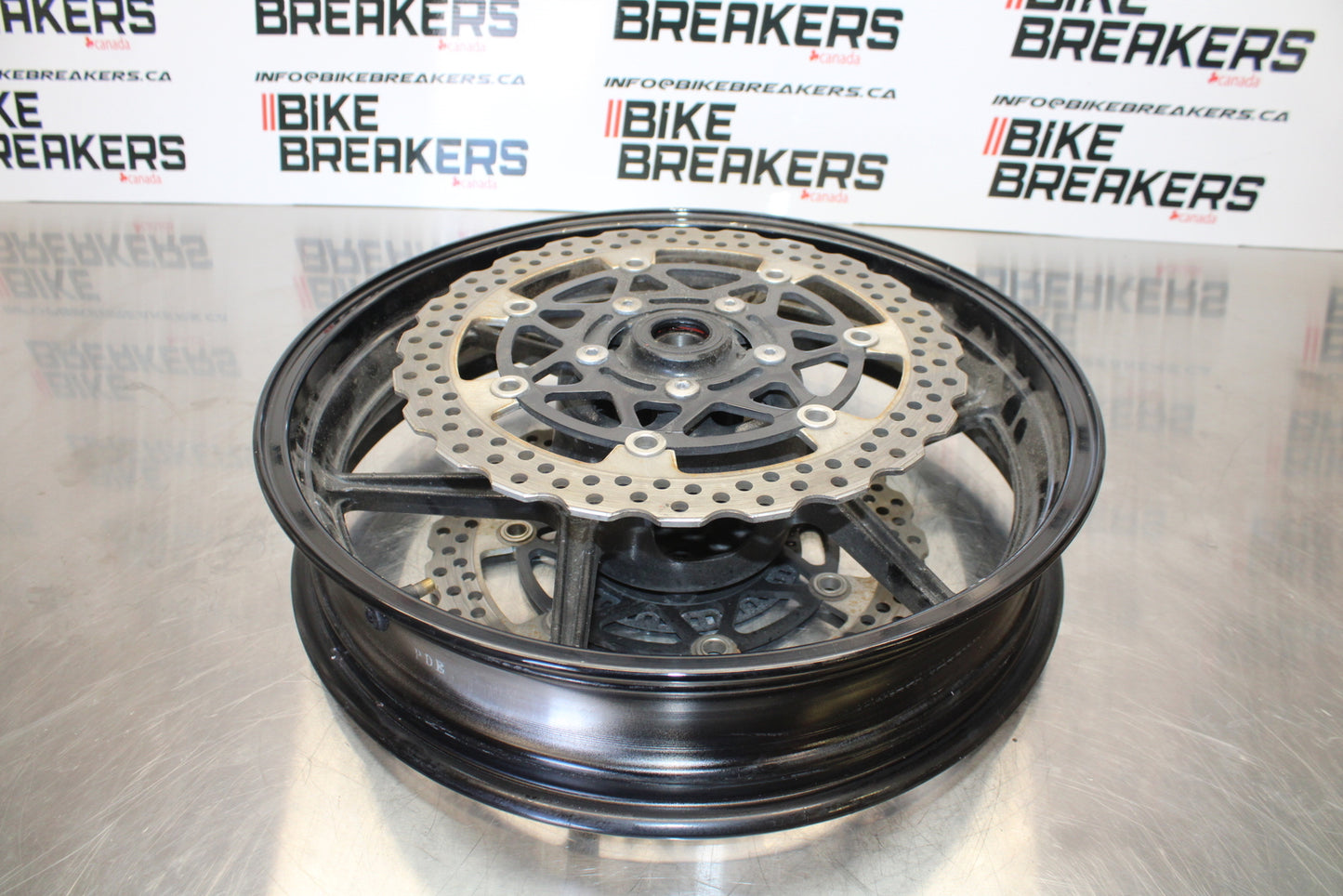 13-18 KAWASAKI NINJA ZX6R FRONT WHEEL FRONT RIM & ROTORS  BB143