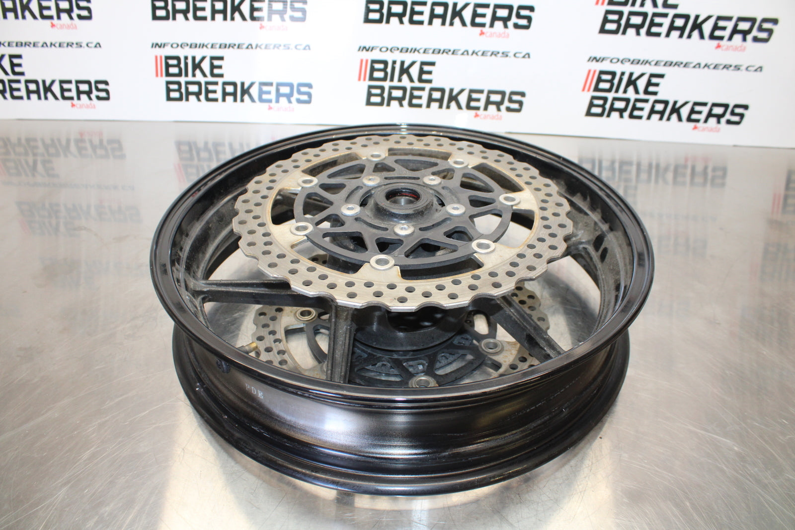 13-18 KAWASAKI NINJA ZX6R FRONT WHEEL FRONT RIM & ROTORS  BB143