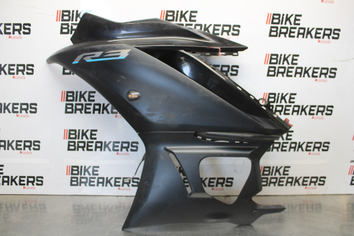 23 YAMAHA YZF R3 LEFT LOWER MID UPPER SIDE FAIRING COWL BB003