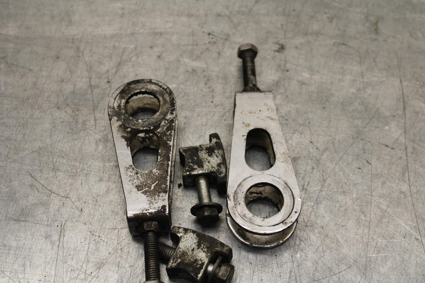 1977 Honda CB550K --- SWINGARM CHAIN TENSIONER ADJUSTMENT BRACKETS  BB592