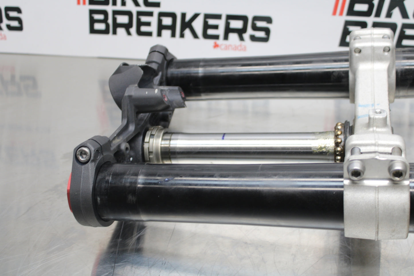 13-18 KAWASAKI NINJA ZX6R COMPLETE FRONT END FORKS SUSPENSION TRIPLE TREE BB143