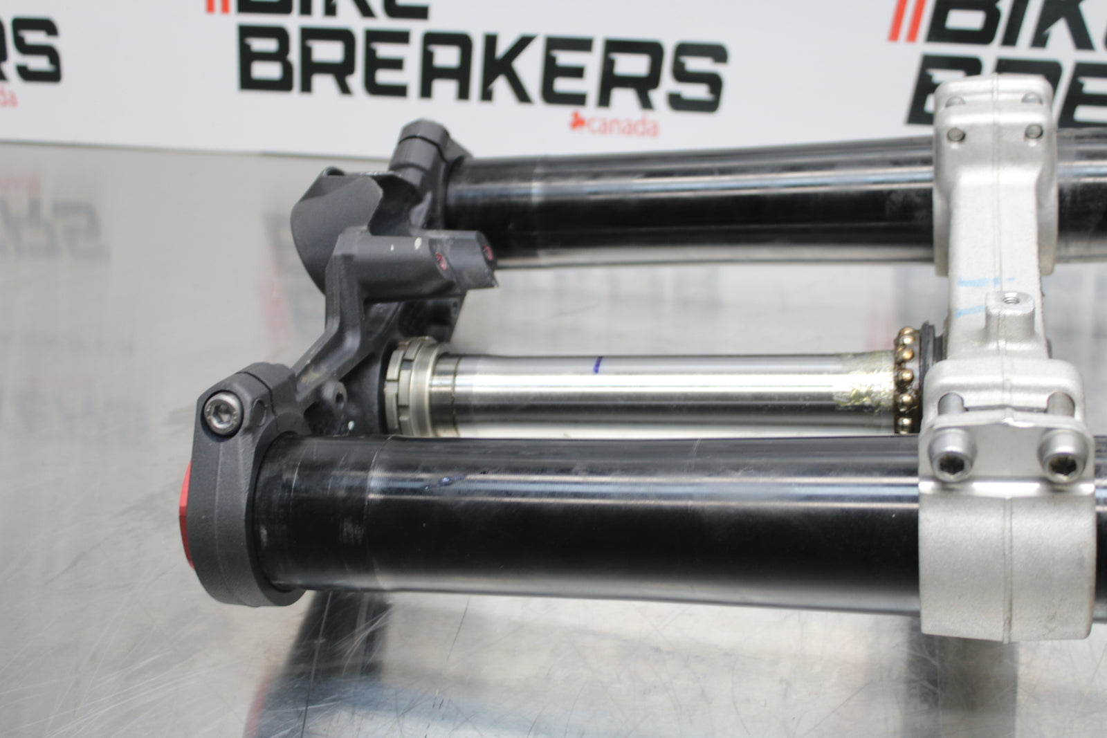 13-18 KAWASAKI NINJA ZX6R COMPLETE FRONT END FORKS SUSPENSION TRIPLE TREE BB143