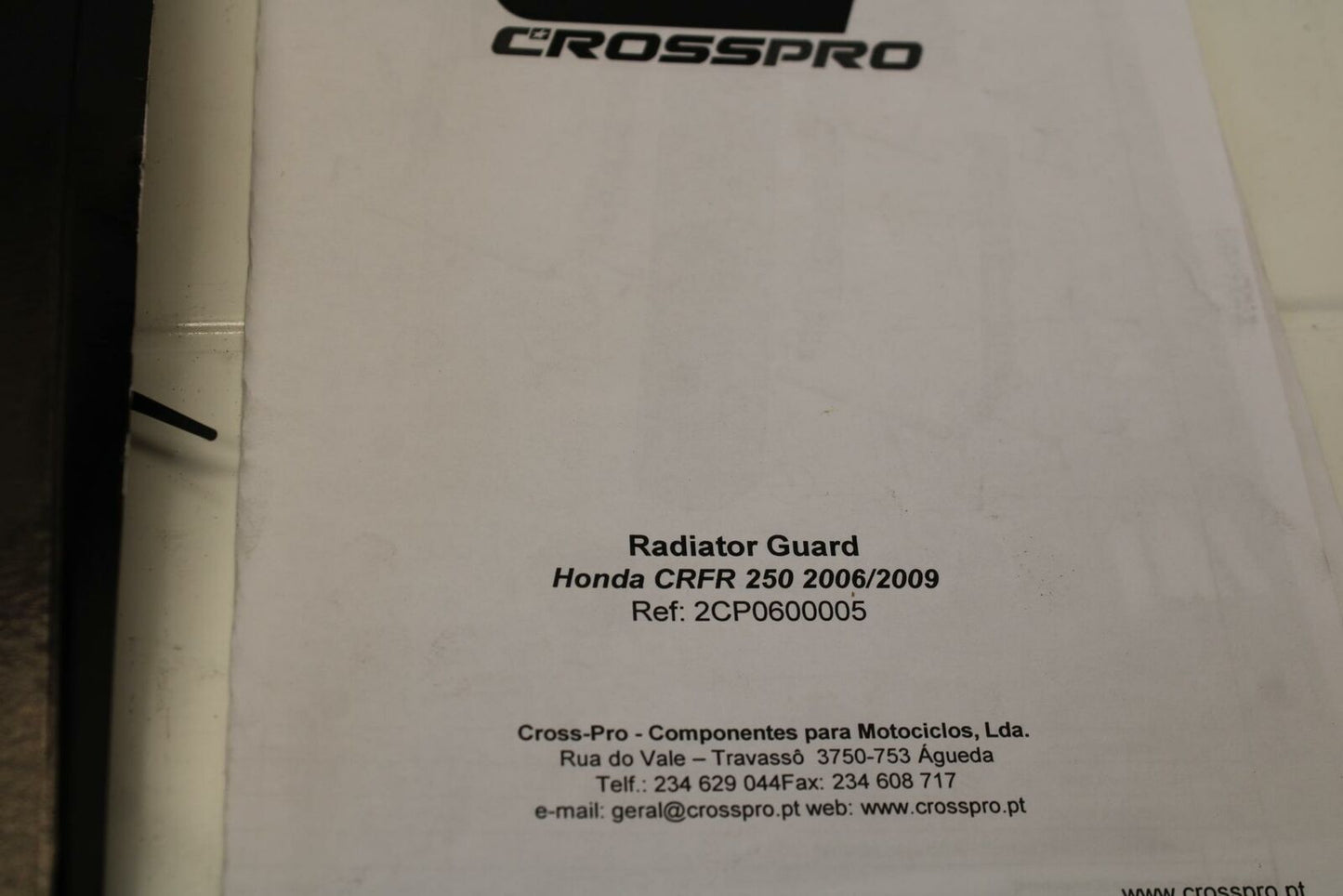 06-09 HONDA CRF250R CROSSPRO RADIATOR GUARD SHIELD