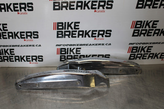03-08 KAWASAKI VULCAN 1600 REAR CHROME STRUT COVER GUARD SET PAIR  BB196
