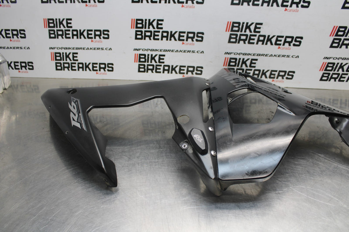 08-09 YAMAHA YZF R6S RIGHT LOWER MID UPPER SIDE FAIRING COWL  BB796